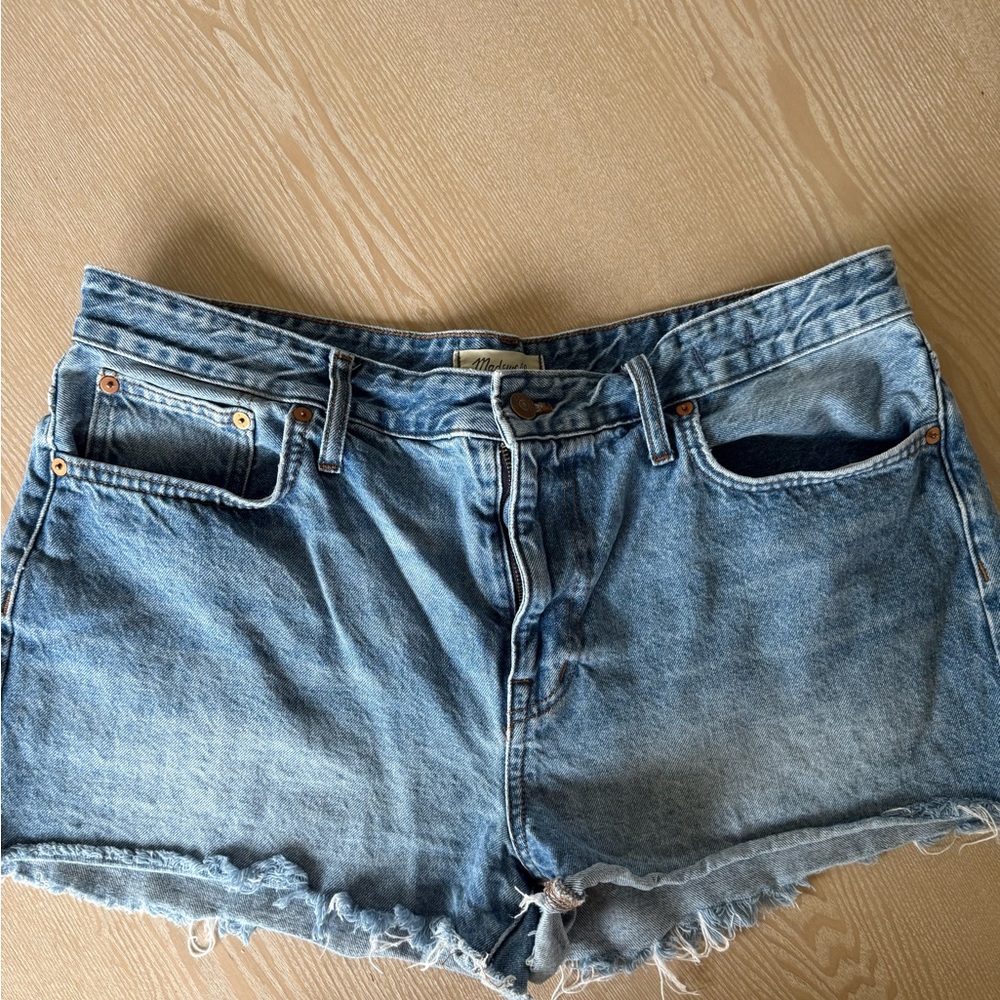 Madewell Blue Jean Shorts Frayed Hem Mid-Rise